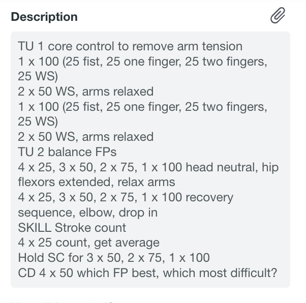 A complex swim workout